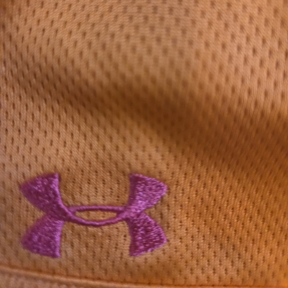 Under Armour heat Gear Women's Vibrant Orange Athletic Shorts - Picture 3 of 5